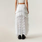 Asymmetrical Lace Maxi Skirt with Ruffled Layers and High Slit