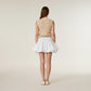 Bubble Hem Mini Skirt with Elastic Waist and Bow Details