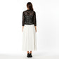 Floral Lace Cropped Cardigan with 3/4 Sleeves and Scalloped Trim