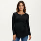 Long Sleeve Maternity Top with Textured Knit Fabric and Side Bow Detail