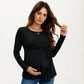 Long Sleeve Maternity Top with Textured Knit Fabric and Side Bow Detail