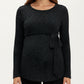Long Sleeve Maternity Top with Textured Knit Fabric and Side Bow Detail