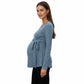 Long Sleeve Maternity Top with Textured Knit Fabric and Side Bow Detail