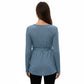 Long Sleeve Maternity Top with Textured Knit Fabric and Side Bow Detail