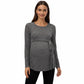 Long Sleeve Maternity Top with Textured Knit Fabric and Side Bow Detail