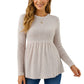 Long Sleeve Ribbed Knit Maternity Top with Empire Waist and Pleated Hem