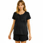 2-Piece Maternity Pajama Set with Short Sleeve Henley Top and Stretch Shorts