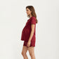 2-Piece Maternity Pajama Set with Short Sleeve Henley Top and Stretch Shorts