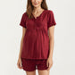 2-Piece Maternity Pajama Set with Short Sleeve Henley Top and Stretch Shorts