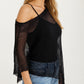 Sheer Knit Asymmetrical Poncho Top with One Shoulder Design and Lightweight Texture