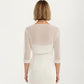 Sheer Bolero Cardigan with 3/4 Sleeves and Open Front Design