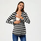 Long Sleeve Striped V-Neck Maternity Top with Empire Waist
