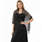 Sheer Lace Kimono Shrug with Floral Pattern and Elbow-Length Sleeves