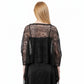 Sheer Lace Kimono Shrug with Floral Pattern and Elbow-Length Sleeves