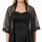 Sheer Lace Kimono Shrug with Floral Pattern and Elbow-Length Sleeves
