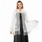 Sheer Lace Kimono Shrug with Floral Pattern and Elbow-Length Sleeves