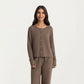 2-Piece Set Soft Knit Lounge Pants and Button-Up Cardigan with Tank Top