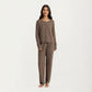 2-Piece Set Soft Knit Lounge Pants and Button-Up Cardigan with Tank Top