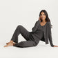 2-Piece Set Soft Knit Lounge Pants and Button-Up Cardigan with Tank Top