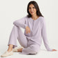 2-Piece Set Soft Knit Lounge Pants and Button-Up Cardigan with Tank Top