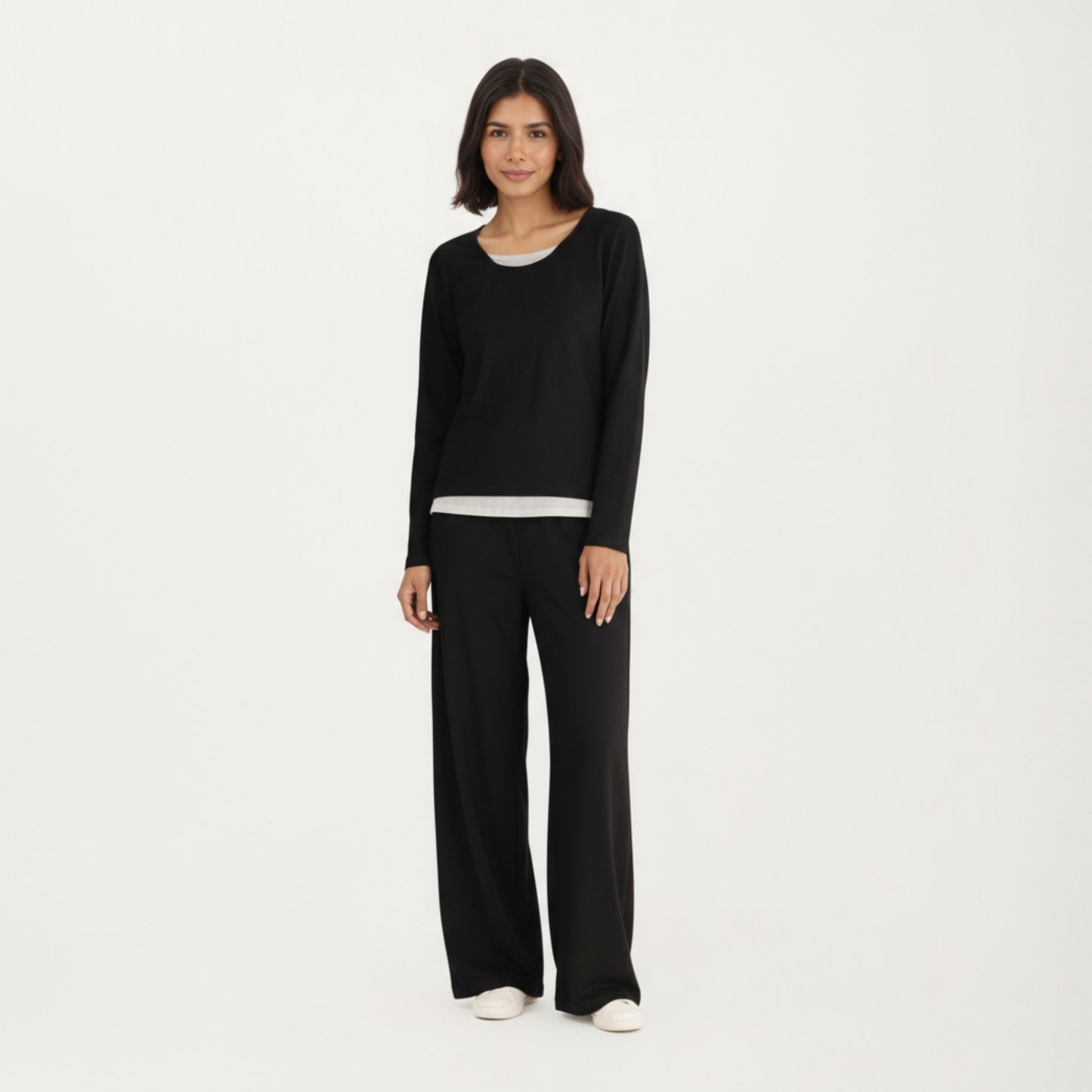 2-Piece Set Soft Knit Long Sleeve Top and Relaxed Fit Lounge Pants