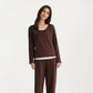 2-Piece Set Soft Knit Long Sleeve Top and Relaxed Fit Lounge Pants