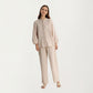 2-Piece Set Button-Up Textured Top with Balloon Sleeves and Relaxed Fit Pants