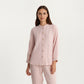 2-Piece Set Button-Up Textured Top with Balloon Sleeves and Relaxed Fit Pants