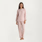 2-Piece Set Button-Up Textured Top with Balloon Sleeves and Relaxed Fit Pants