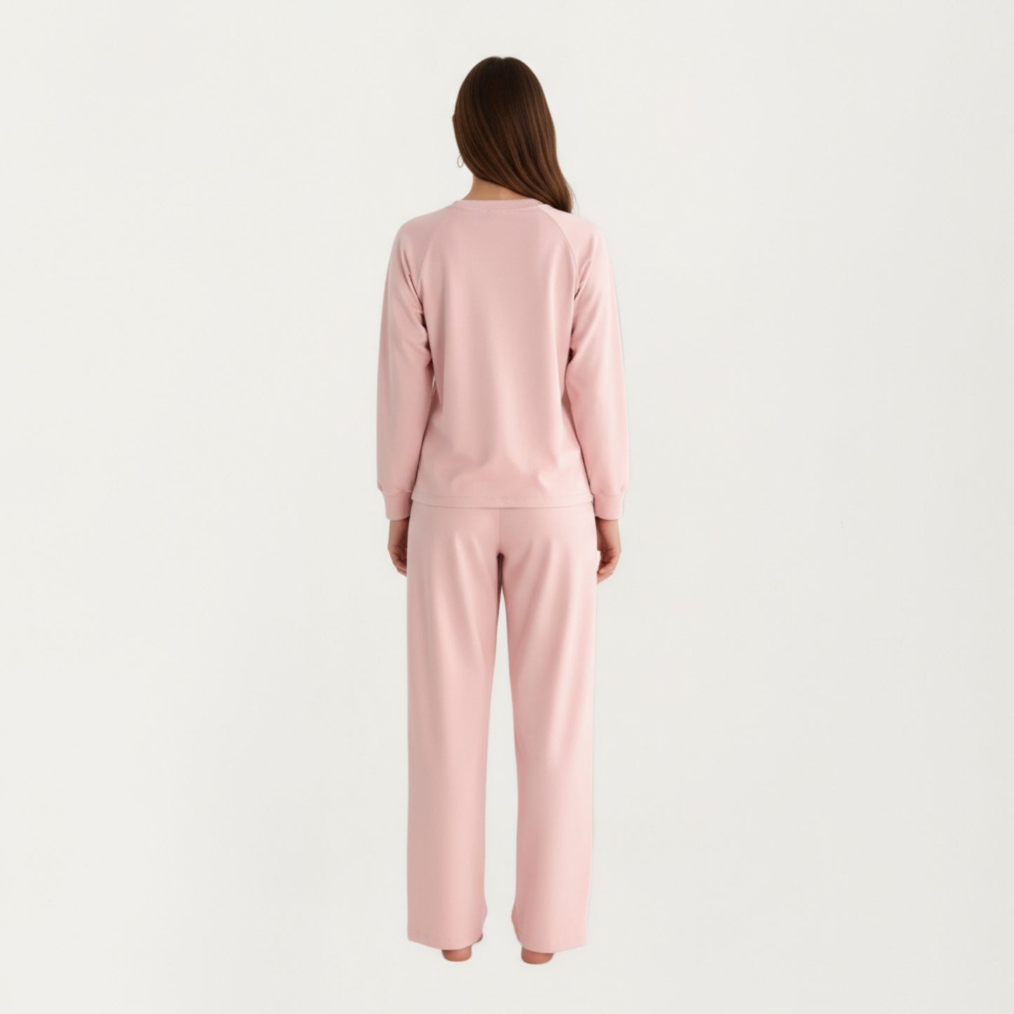 2-Piece Set Long Sleeve Top with Front Pocket and Relaxed Fit Lounge Pants