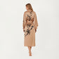 Long Satin Kimono Robe with Tie Waist and Artistic Floral Print
