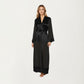 Long Satin Robe with Tie Waist Belt and Wide Cuff Sleeves
