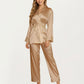 2-Piece Set Satin Wrap Top with Tie Waist and Matching Straight-Leg Pants