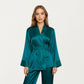 2-Piece Set Satin Wrap Top with Tie Waist and Matching Straight-Leg Pants