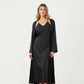 Long Satin Wrap Robe with Tie Waist and Relaxed Draped Sleeves
