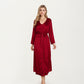 Long Satin Wrap Robe with Tie Waist and Relaxed Draped Sleeves