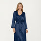 Long Satin Wrap Robe with Tie Waist and Relaxed Draped Sleeves