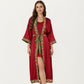 Long Satin Kimono Robe with Embroidered Trim and Wide Sleeves