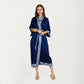 Long Satin Kimono Robe with Embroidered Trim and Wide Sleeves