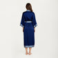 Long Satin Kimono Robe with Embroidered Trim and Wide Sleeves