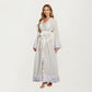 Long Satin Robe with Ruffled Cuffs Hem and Tie Waist Belt