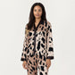 2-Piece Satin Pajama Set with Animal Print Button-Up Top and Straight-Leg Pants