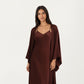 2-Piece Satin Slip Dress and Kimono Robe Set with Flowing Draped Silhouette