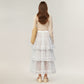 Tiered Lace Maxi Skirt with Sheer Floral Embroidery and Ruffled Hem Layers