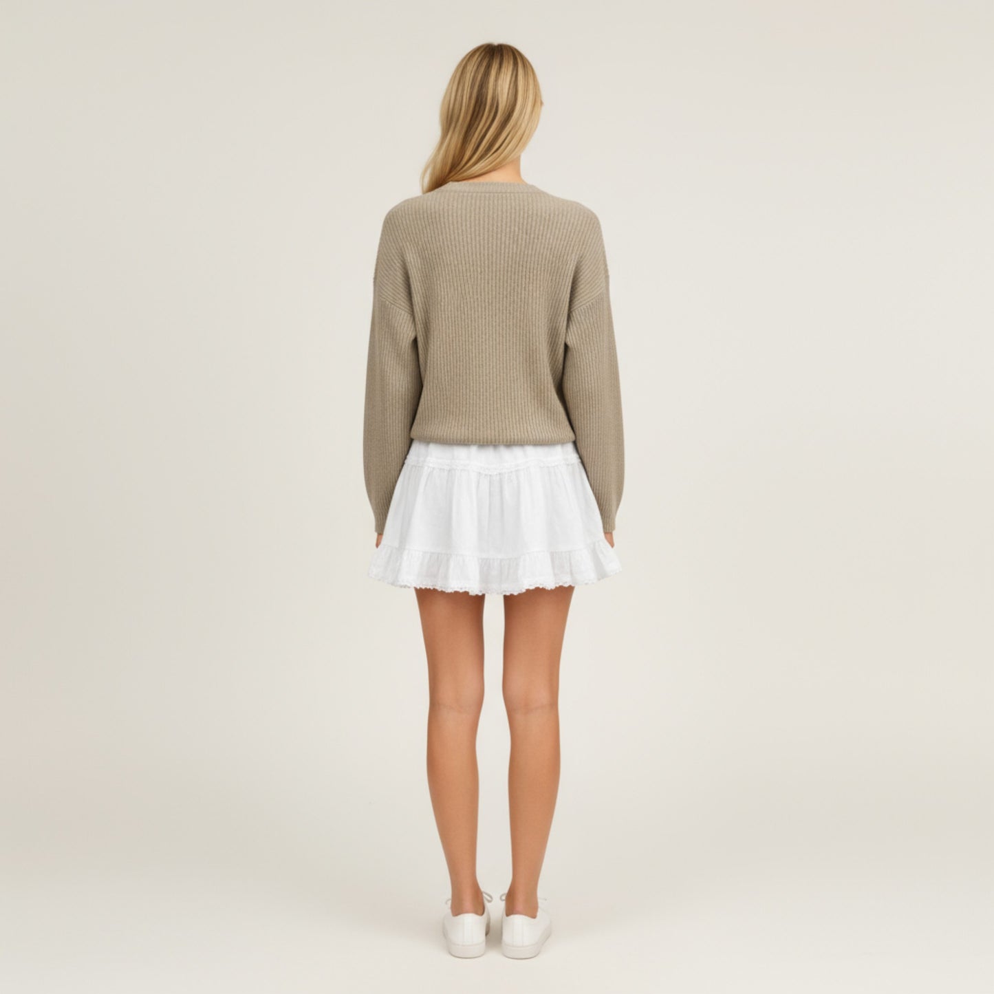 Ruffled Tiered Mini Skirt with Lace Trim Hem and Flowy Silhouette