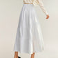 Tiered Maxi Skirt with Elastic Waist and Contrast Bow Accents