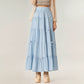 Tiered Maxi Skirt with Elastic Waist and Delicate Ribbon Tie Details