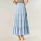 Tiered Maxi Skirt with Elastic Waist and Delicate Ribbon Tie Details