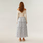 Tiered Floral Maxi Skirt with Elastic Waist and Flowy A-Line Silhouette