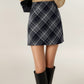 Plaid A-Line Mini Skirt with Classic Check Pattern and Wool-Like Texture